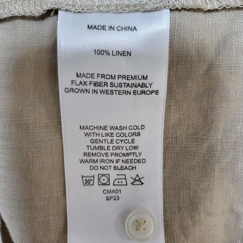 QUINCE 100% European Linen Top Womens S Driftwood Tan Short Sleeve Flax Resort - Picture 6 of 7